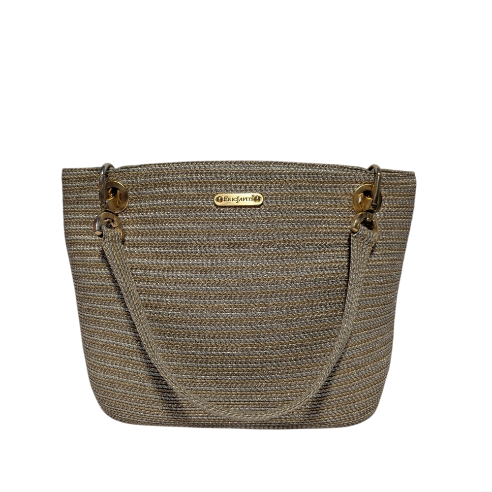 Eric Javits Metallic Silver & Straw Bag - Picture 2 of 16